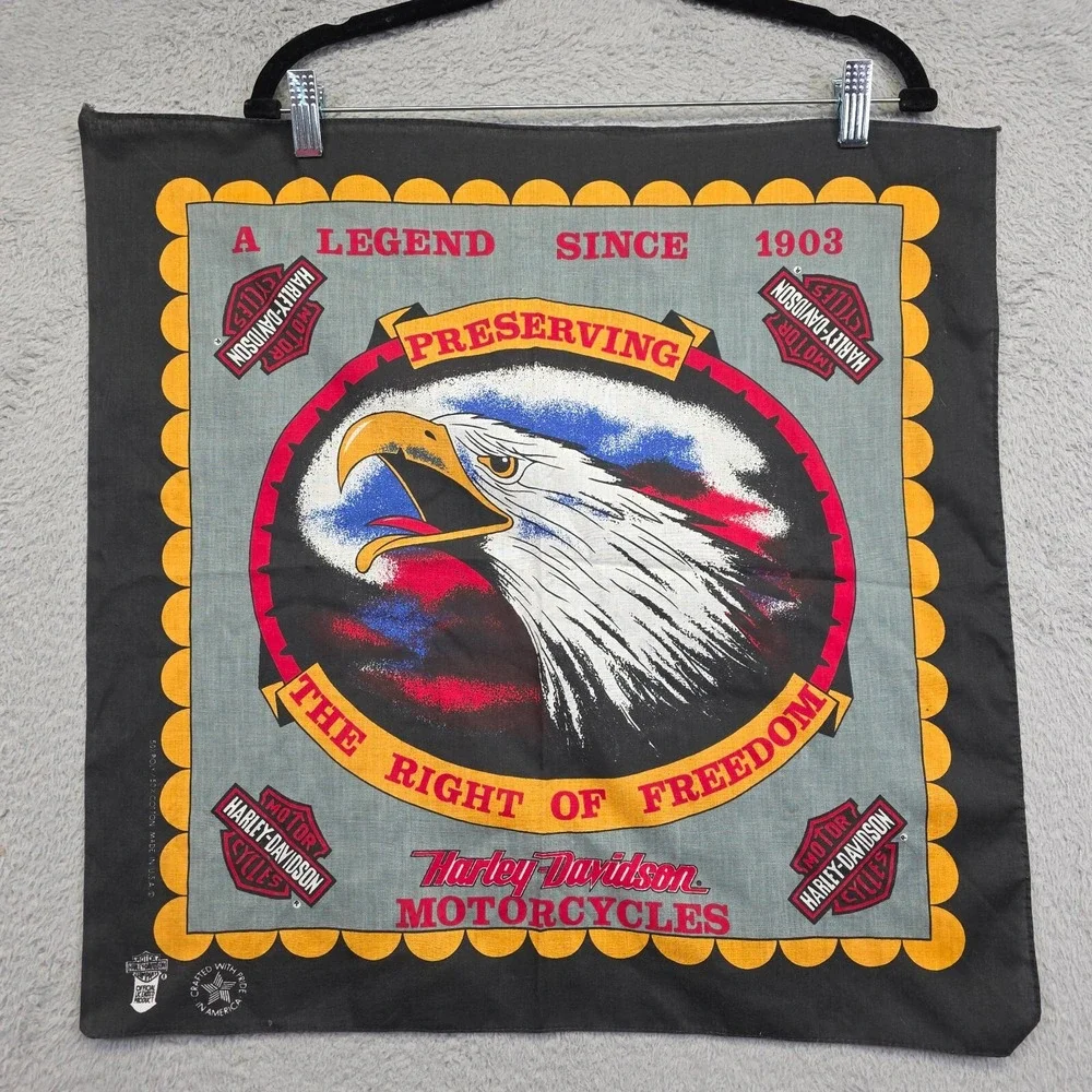 Vintage Harley Davidson Bandana Preserving Freedom Eagle Patriotic USA 22x22